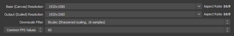 OBS video settings